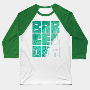 Barcelona, Spain City Map Typography - Watercolor Baseball T-Shirt